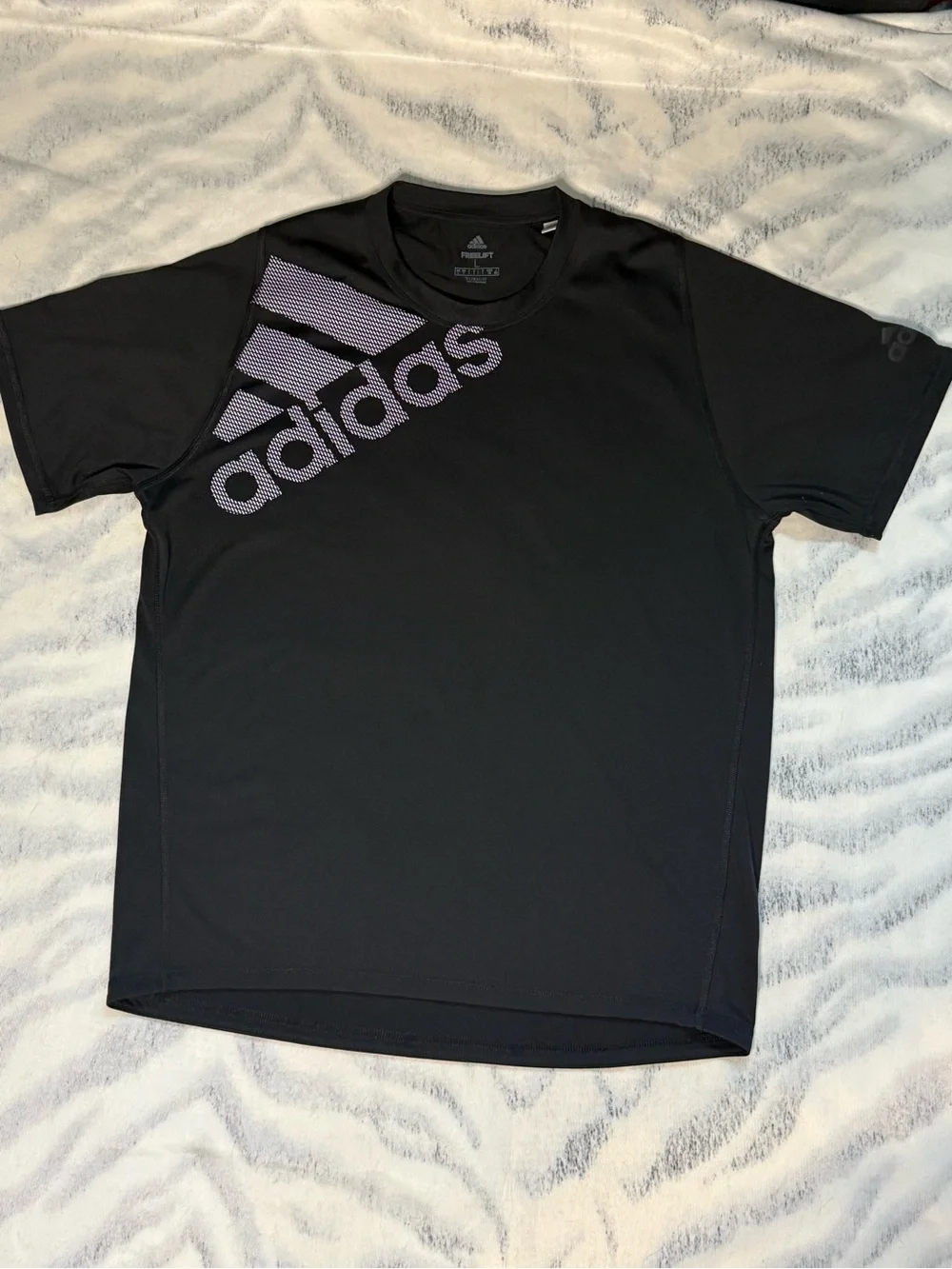 adidas Black Tee with Diagonal Purple Logo
